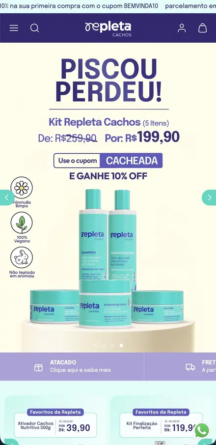 Repleta no celular, loja feita pela HAUTE